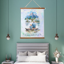 Blue Smoky Mounud Lake Fishing Fathday Wandteppich Mit Holzrahmen