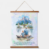 Blue Smoky Mounud Lake Fishing Fathday Wandteppich Mit Holzrahmen (Vorderseite)