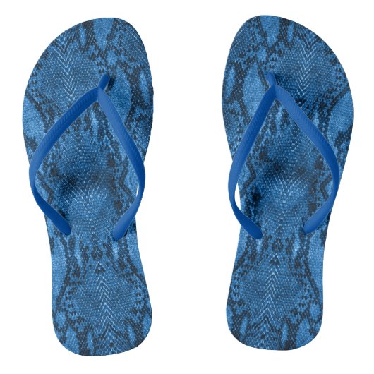 Blue Snake Skin Print Badesandalen (Fußbett)