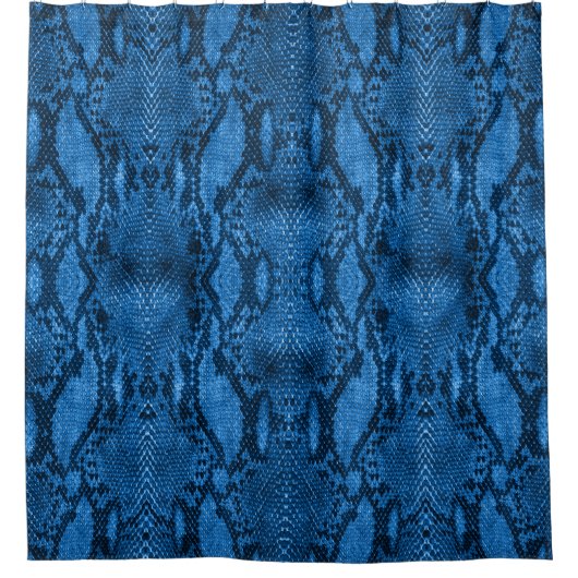 Blue Snake Skin Print Duschvorhang (Vorderseite)