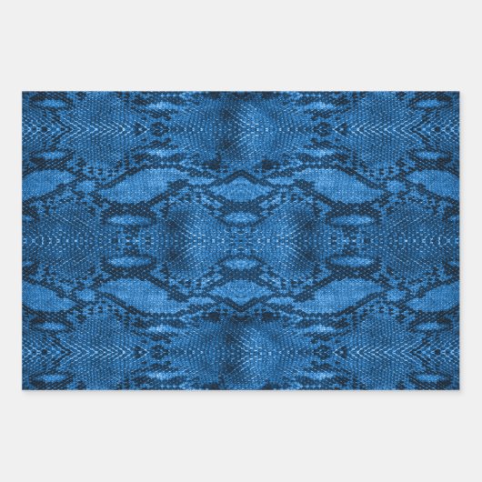 Blue Snake Skin Print Geschenkpapier Set (Vorderseite)