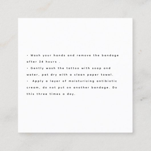 Blue Snake Tattoo Aftercare Instructions Modern Quadratische Visitenkarte (Rückseite)