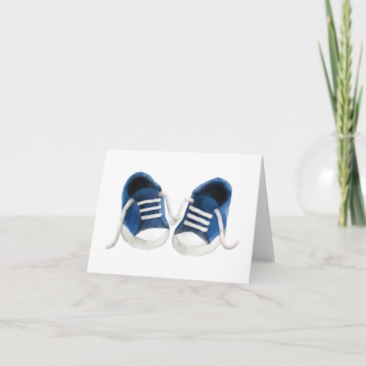 Blue Sneakers Baby Dusche Danke Karten (Vorderseite)