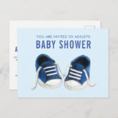 Blue Sneakers Baby Dusche Einladung Postkarte (Vorne/Hinten)
