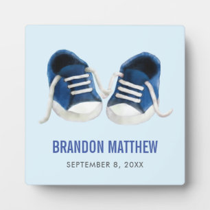 Blue Sneakers Baby Plaque, Baby Shoes Picture Fotoplatte