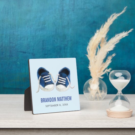 Blue Sneakers Baby Plaque, Baby Shoes Picture Fotoplatte (InSitu)