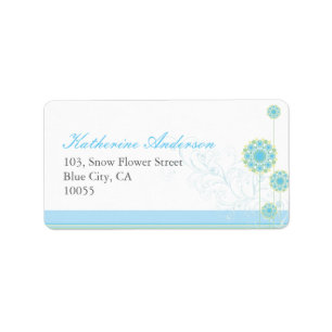 Blue Snow Blume Wirbel Hochzeitaufkleber Adressaufkleber