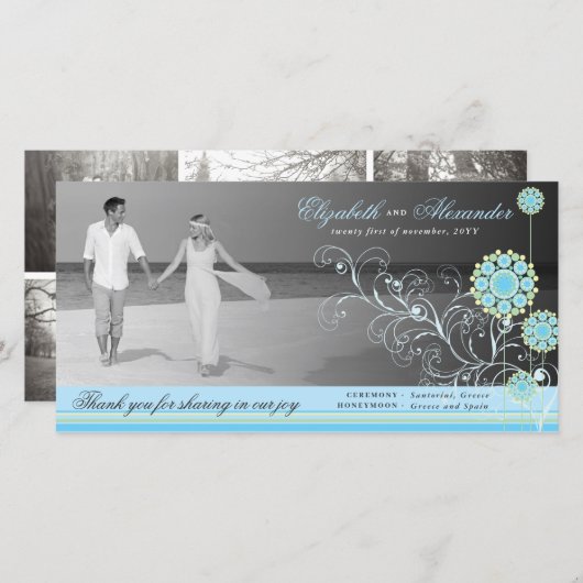 Blue Snow Blume Wirbel Winterhochzeit Danke (Vorne/Hinten)