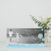 Blue Snow Blume Wirbel Winterhochzeit Danke (Stehend Vorderseite)