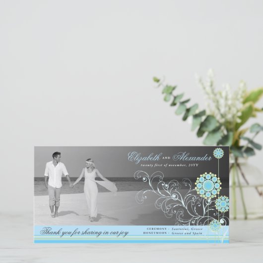 Blue Snow Blume Wirbel Winterhochzeit Danke (Stehend Vorderseite)