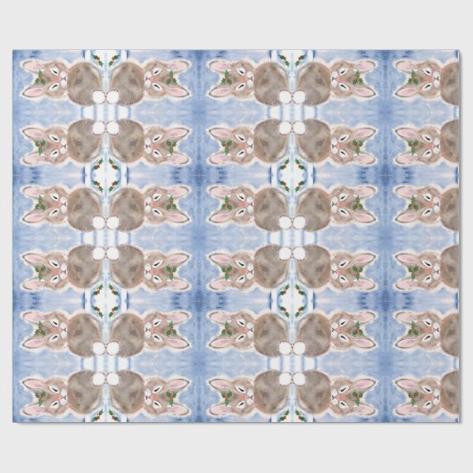 Blue Snow Bunny Rabbit Weihnachtsgeschenk Wrap Geschenkpapier (Flach)