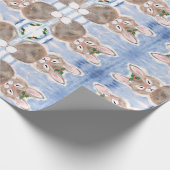 Blue Snow Bunny Rabbit Weihnachtsgeschenk Wrap Geschenkpapier (Ecke)