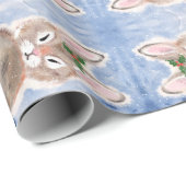Blue Snow Bunny Rabbit Weihnachtsgeschenk Wrap Geschenkpapier (Rolleneckpunkt)