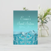 Blue Snow Flake & Bow Image Birthday Einladung (Stehend Vorderseite)