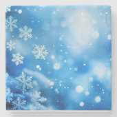 Blue Snow Flakes Hintergrund Textur Digitale Kunst Steinuntersetzer (Vorderseite)