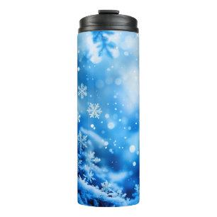 Blue Snow Flakes Hintergrund Textur Digitale Kunst Thermosbecher
