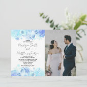Blue Snow Hochzeit Einladungen mit Foto (Stehend Vorderseite)