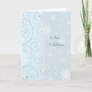 Blue Snow New Address Christmas Card Feiertagskarte