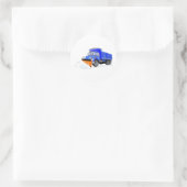 Blue Snow Plow Cartoon Dump Truck Runder Aufkleber (Tasche)
