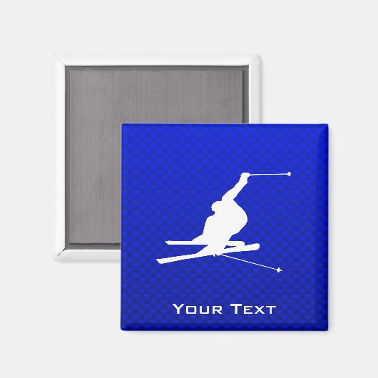 Blue Snow Ski Magnet (Vorderseite/Rückseite)