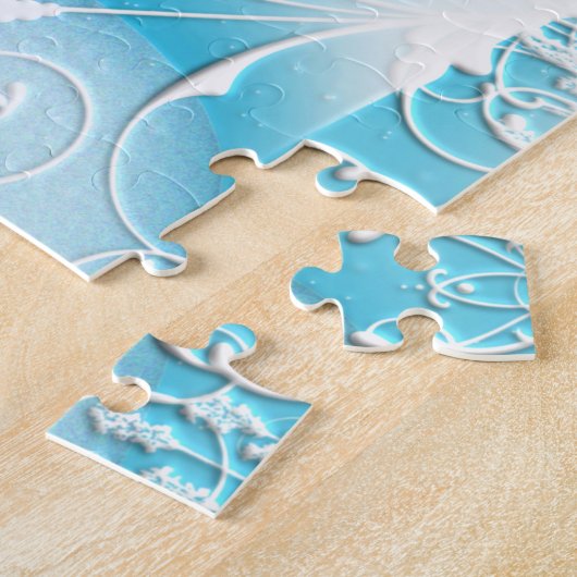 Blue Snow Snowman mit Black Hat und Carrot Nose Puzzle (Seite)