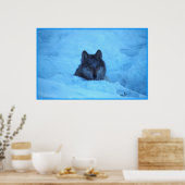 Blue Snow Timer Wolf Print Poster (Küche)