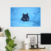 Blue Snow Timer Wolf Print Poster (Heimbüro)