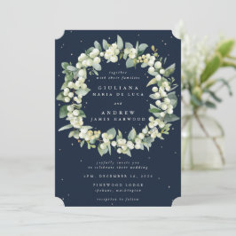 Blue Snowberry+Eucalyptus Wreath Wedding Einladung