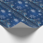 Blue Snowfall Christmas Wrap Geschenkpapier (Ecke)