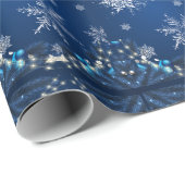 Blue Snowfall Christmas Wrap Geschenkpapier (Rolleneckpunkt)
