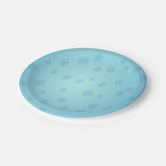 Blue Snowflags Pappteller (Schrägansicht)