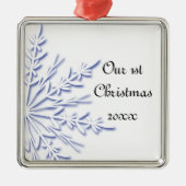 Blue Snowflake 1. Weihnachtsfeier Zusammen Silbernes Ornament (Vorne)