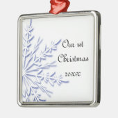 Blue Snowflake 1. Weihnachtsfeier Zusammen Silbernes Ornament (Links)