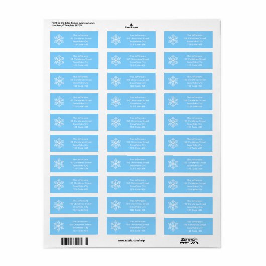 Blue Snowflake Address Labels (Vorne)