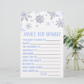 Blue Snowflake Advice Baby Showspiel Aktivität Briefpapier (Stehend Vorderseite)