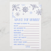 Blue Snowflake Advice Baby Showspiel Aktivität Briefpapier (Vorne/Hinten)