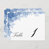 Blue Snowflake auf der White Wedding Tischnummer (Vorne/Hinten)