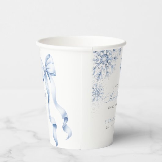 Blue Snowflake Baby Dusche Pappbecher (Rechts)