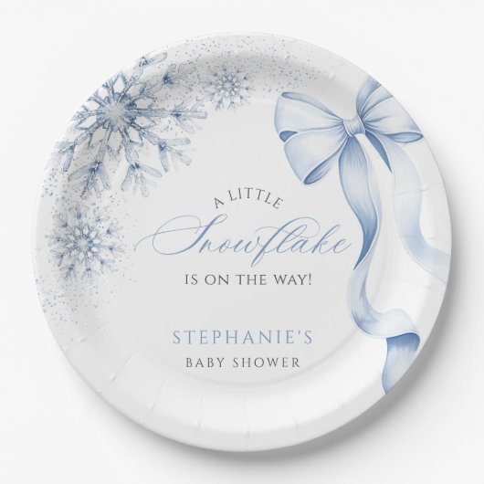 Blue Snowflake Baby Duschpapier Teller (Vorderseite)