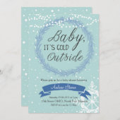 Blue Snowflake Baby Es ist kalt draußen Einladung (Vorne/Hinten)