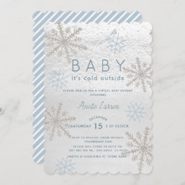 Blue Snowflake Baby seine kalte Virtual Baby Dusch Einladung