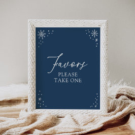 Blue Snowflake Baby Shower Favorit Schild