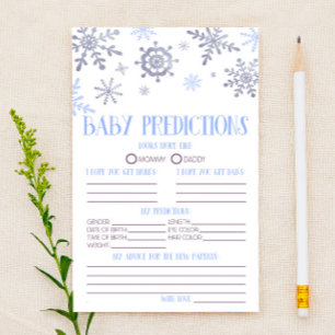 Blue Snowflake Baby Shower Prognose Aktivität Briefpapier