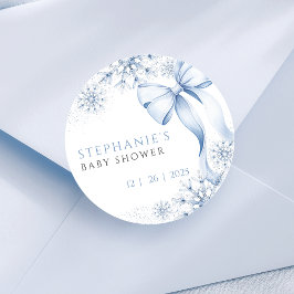 Blue Snowflake Baby Shower Stickers