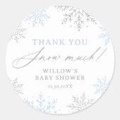 Blue Snowflake Babydusche Vielen Dank, dass Sie vi Runder Aufkleber (Vorderseite)