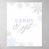 Blue Snowflake Babyduschkarten und Geschenkschild Poster (Vorne)