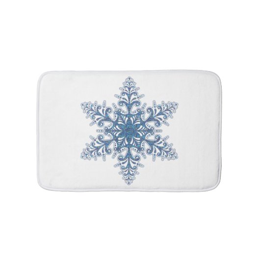 Blue Snowflake Bath Mat Badematte (Vorderseite)