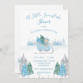 Blue Snowflake Bear Baby Dusche Einladung (Vorne/Hinten)