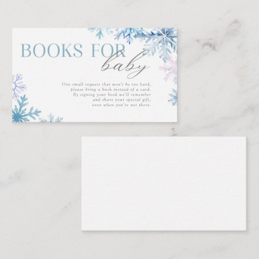 Blue Snowflake Books für Baby Insert Card 3.5x2 (Vorne/Hinten)