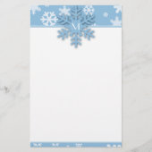 Blue Snowflake Border mit Mit Monogramm Schneefloc Briefpapier (Vorderseite)